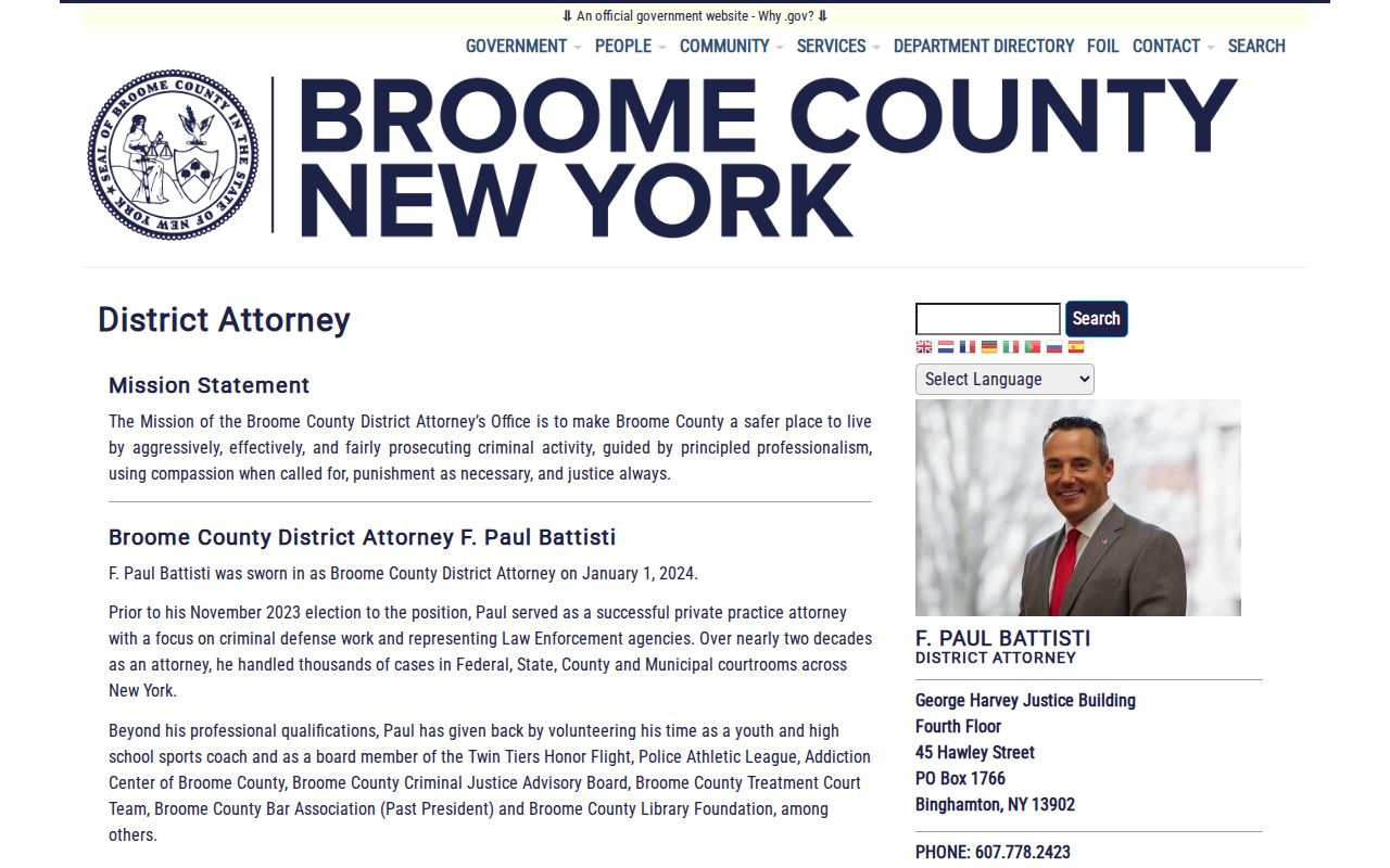 Broome County District Attorney role after an arrest record is created