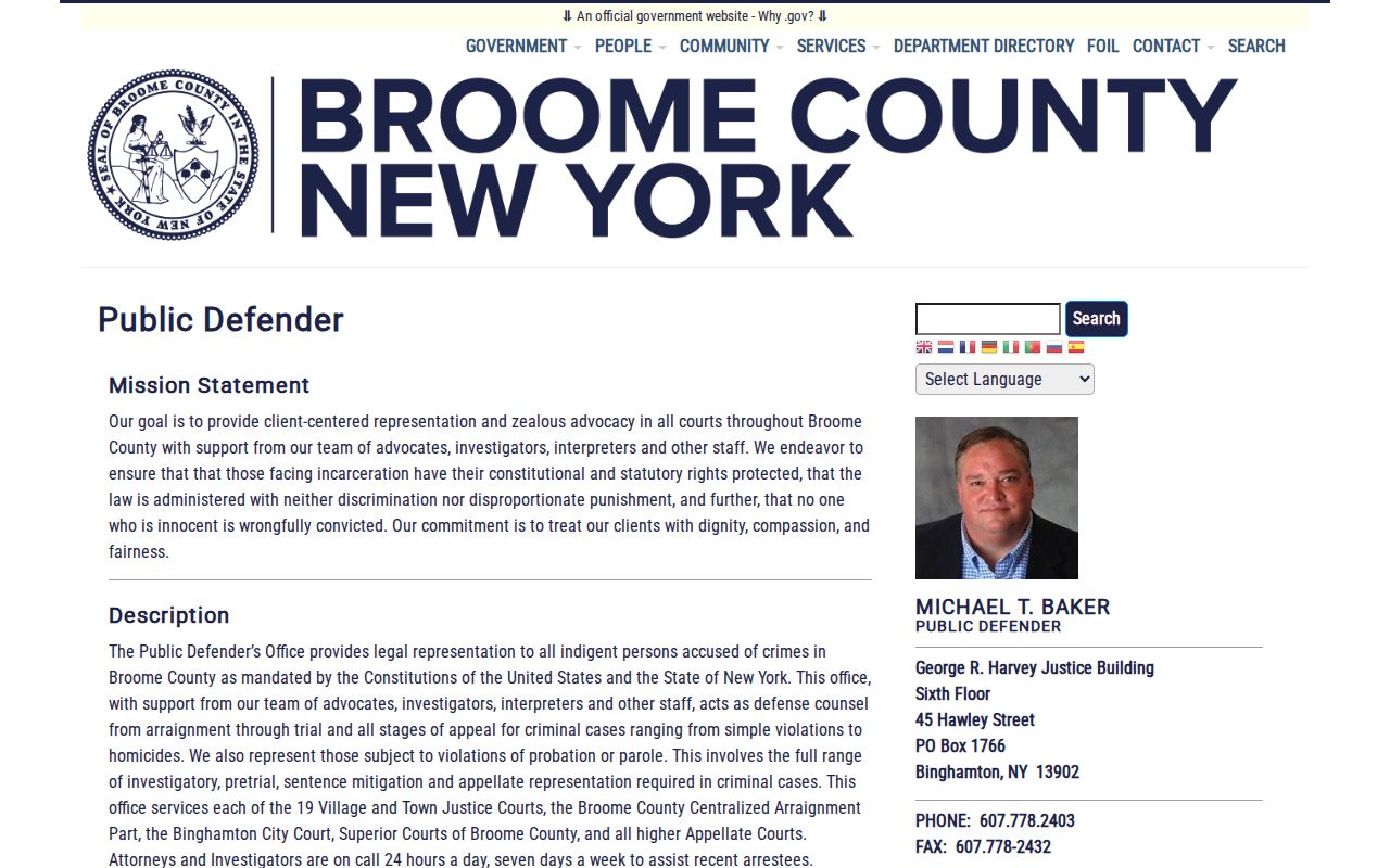 Broome County Public Defender arraignment coverage after arrest
