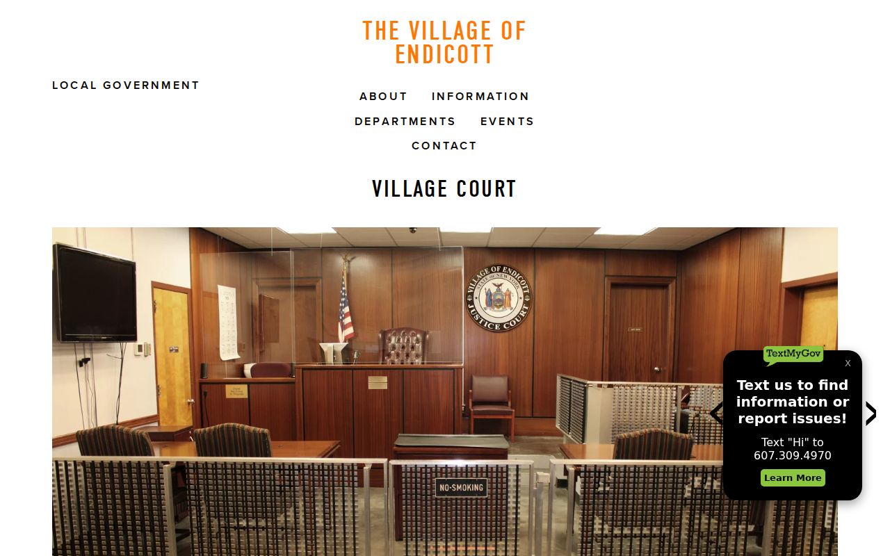 Endicott criminal records information on the digital Village Court page
