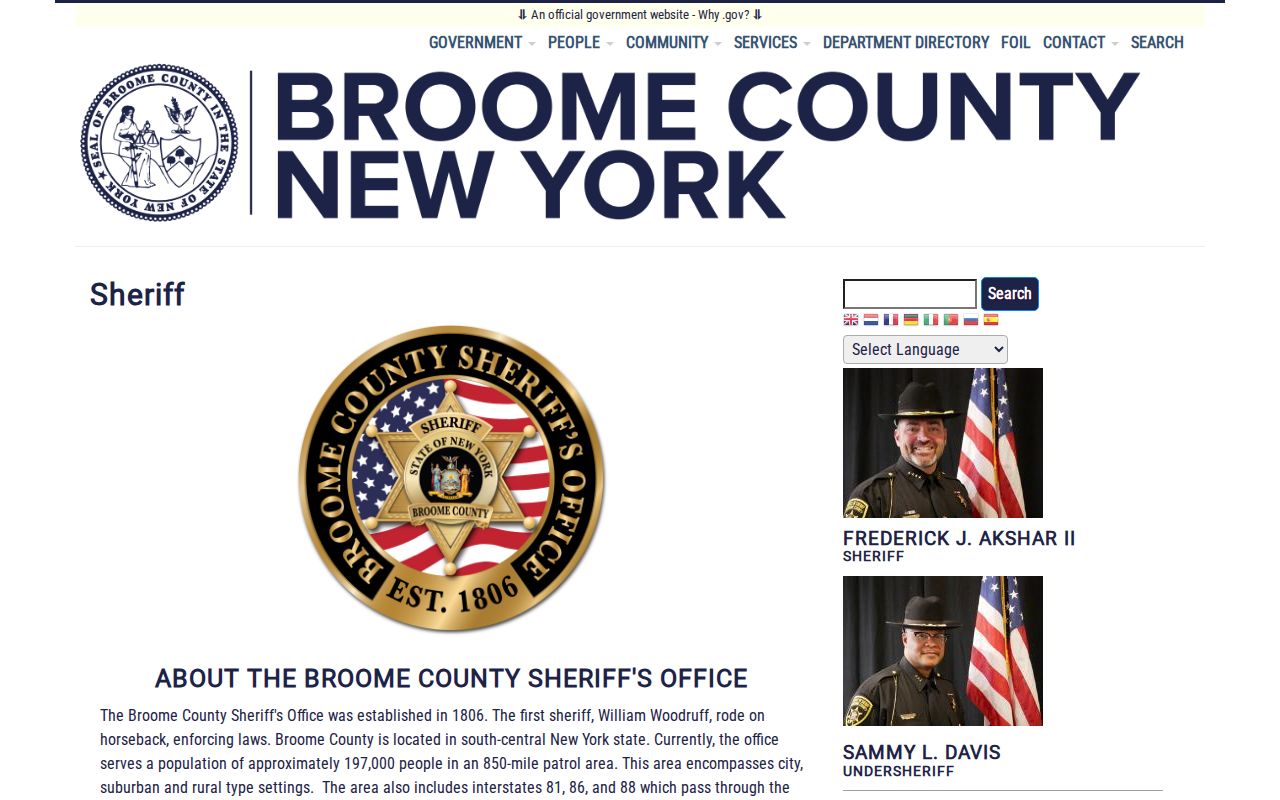 Broome County criminal history Sheriff and jail record channels