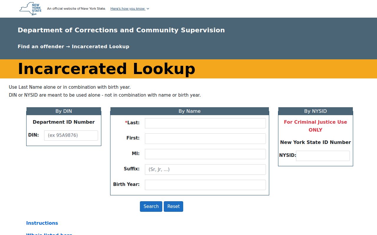 Broome County criminal history DOCCS state custody lookup