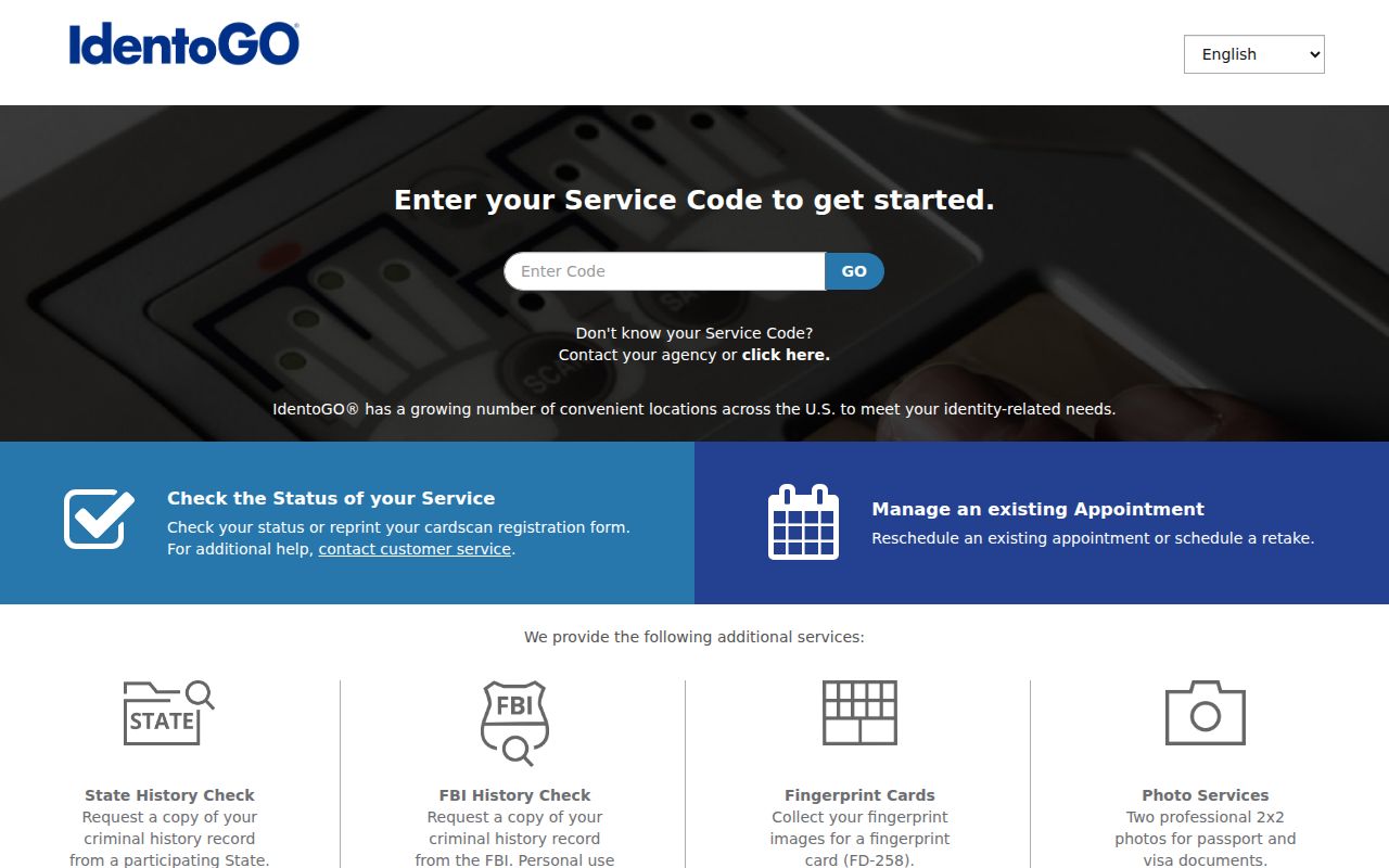Broome County criminal history fingerprint enrollment at IdentoGO