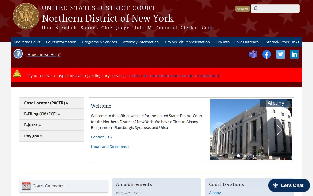 Broome County federal criminal history Northern District court